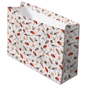 Sac cadeau Motif de champignons d'aquarelle