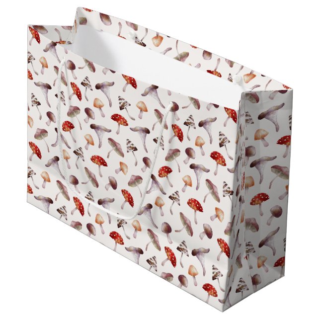 Sac cadeau Motif de champignons d'aquarelle (Devant Angle)