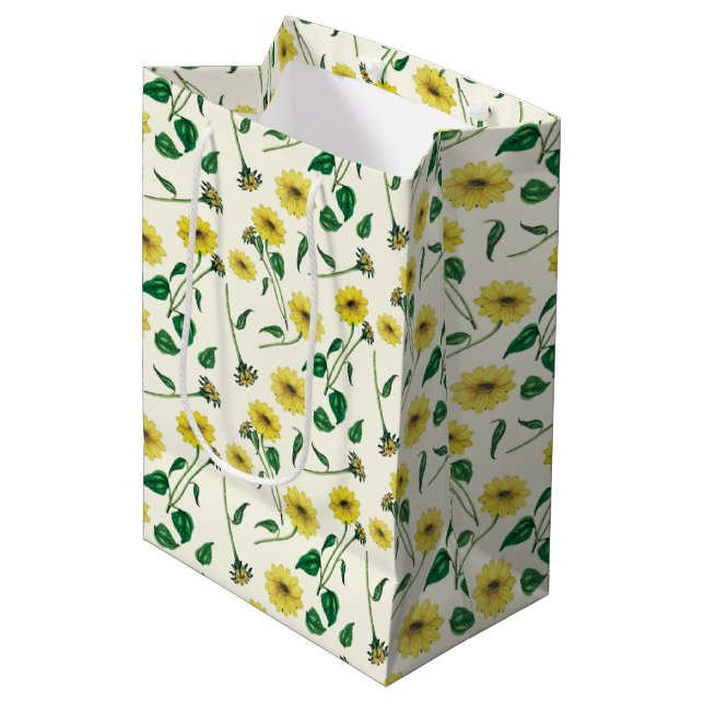 Sac cadeau Motif de tournesol d'aquarelle (Devant Angle)