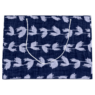 Sac cadeau MOTIF JAPONAIS FEUILLES BLEU