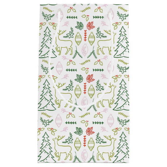 Sac cadeau Motif scandinave rouge et vert (Devant)