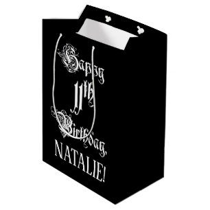 Sac Cadeau Moyen 11e anniversaire : Fancy, Elegant Script + Nom per