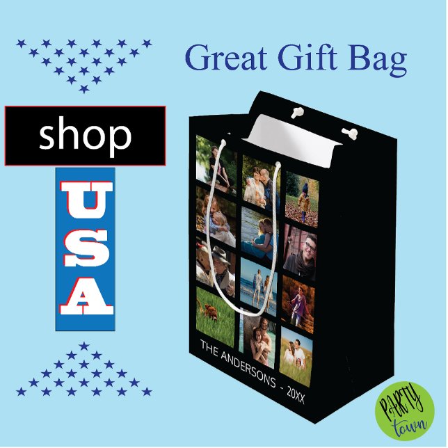 Sac Cadeau Moyen 12 Photo Collage ✨ souvenirs personnalisés (family photo collage)