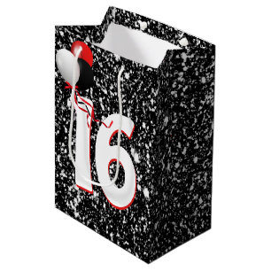 Sac Cadeau Moyen 16e anniversaire Ballons sur Parties scintillant n