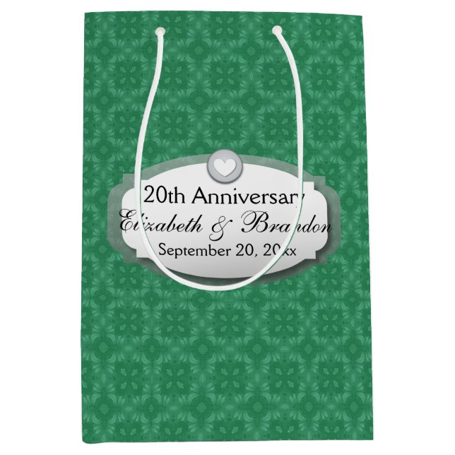 Sac Cadeau Moyen 20e anniversaire du Mariage Diamond Z07 (Devant)