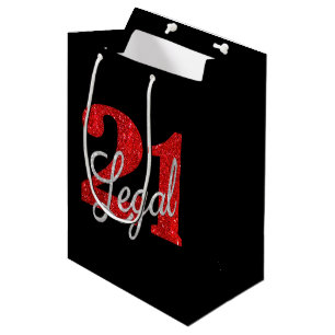 Sac Cadeau Moyen 21 et juridique Parties scintillant Red Faux 21e