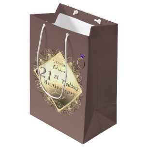 Sac Cadeau Moyen 21e anniversaire du Mariage laiton et olite