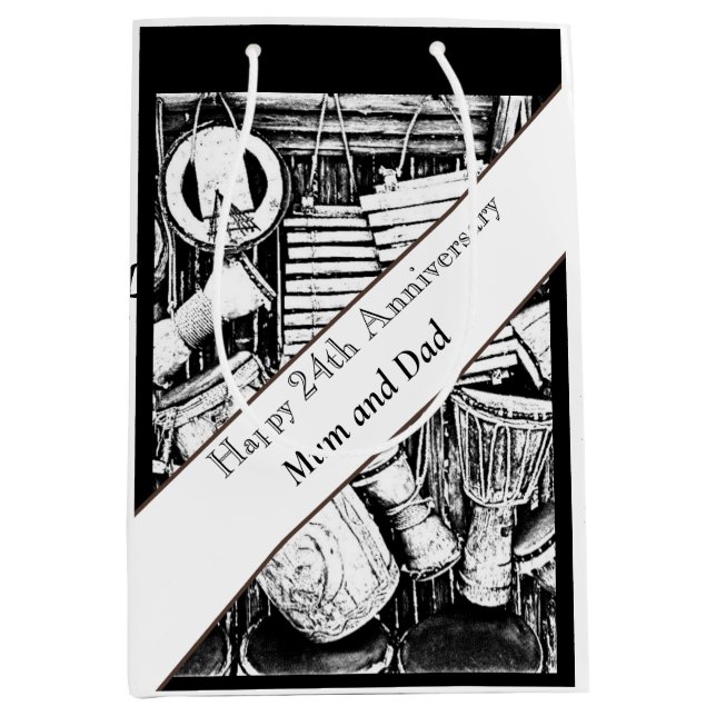 Sac Cadeau Moyen 24e anniversaire modifiable (Devant)