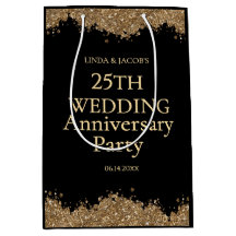25th Wedding Anniversary Gold Faux Glitter 
