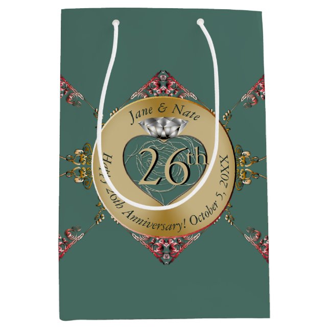 Sac Cadeau Moyen 26e/Tout Mariage Anniversaire - Sac-cadeau moyen (Devant)