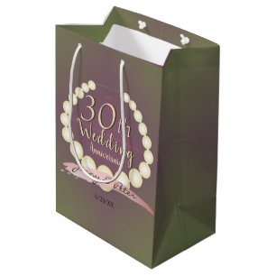 Sac Cadeau Moyen 30e anniversaire Mariage de perles sur la mousse d