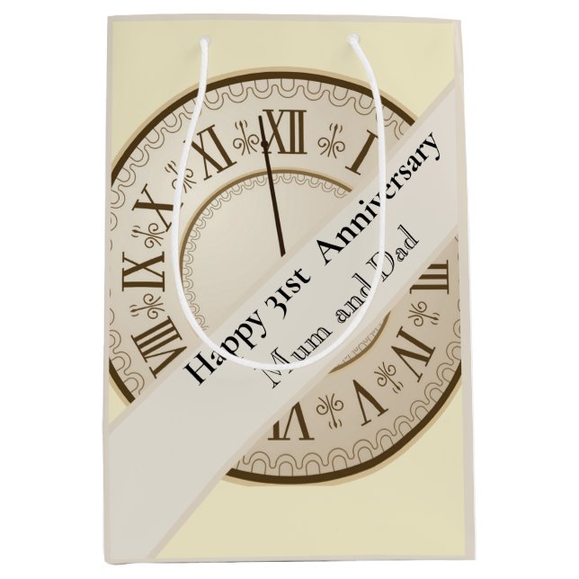 Sac Cadeau Moyen 31e anniversaire du Mariage modifiable (Devant)