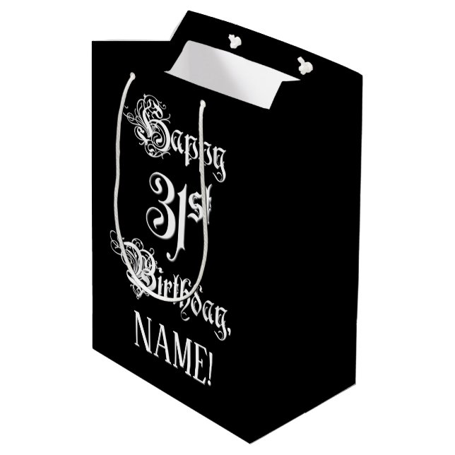 Sac Cadeau Moyen 31e anniversaire : Fancy, Elegant Script + Nom per (Dos Angle)