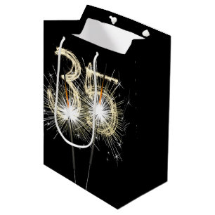 Sac Cadeau Moyen 35e anniversaire Sparklers en noir