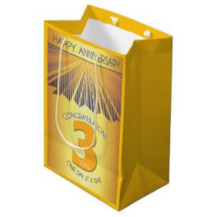 Sac Cadeau Moyen 3 ans Golden Ray 12 étapes d'anniversaire
