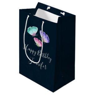 Sac Cadeau Moyen 3 Joli Pastel Aquarelle Papillons Anniversaire