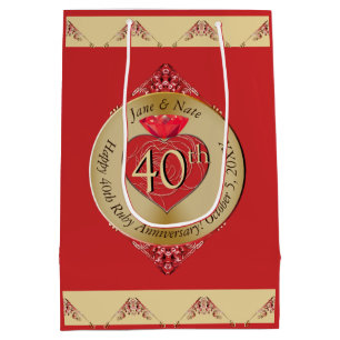 Sac Cadeau Moyen 40e/15e Rouge rubis
