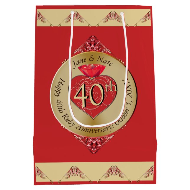 Sac Cadeau Moyen 40e/15e Rouge rubis (Dos)
