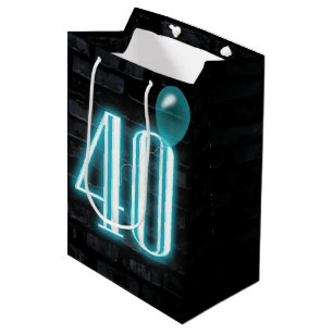 Sac Cadeau Moyen 40e anniversaire néon Connexion en brique