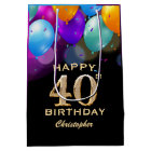 40e fête d'anniversaire Ballons noirs et or