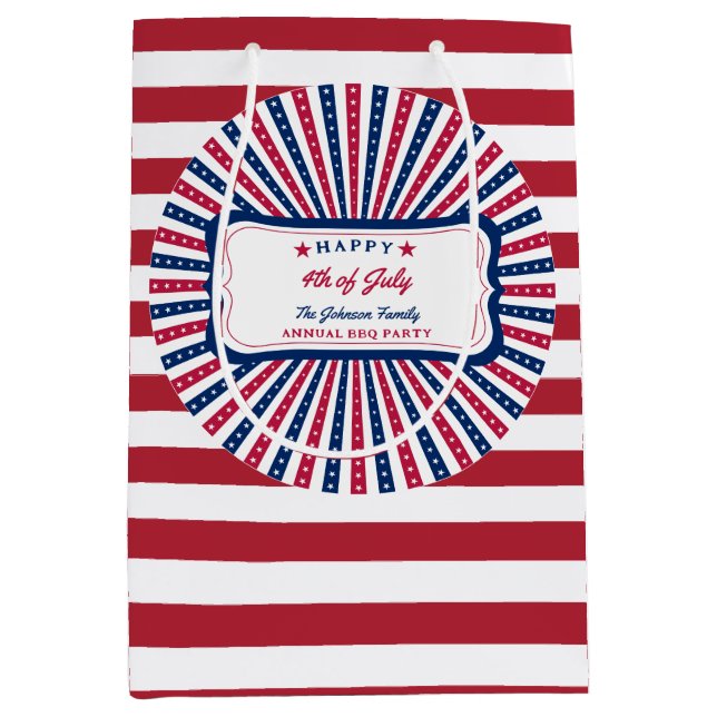 Sac Cadeau Moyen 4 juillet Custom American Family Summer BBQ Party (Devant)