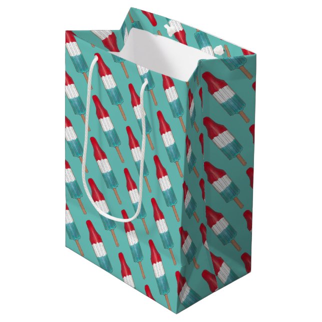 Sac Cadeau Moyen 4 juillet Rocket Pop Patriotic Popsicle Imprimer (Devant Angle)