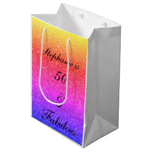 Sac Cadeau Moyen 50 Et Fabuleux Anniversaire Rose Black Violet Part
