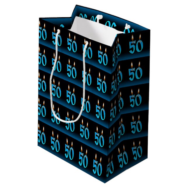 Sac Cadeau Moyen 50e anniversaire avec des bougies (Dos Angle)