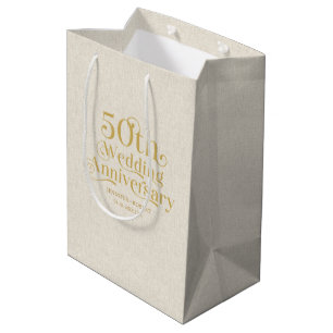 Sac Cadeau Moyen 50e anniversaire du Mariage Typographie de l'or