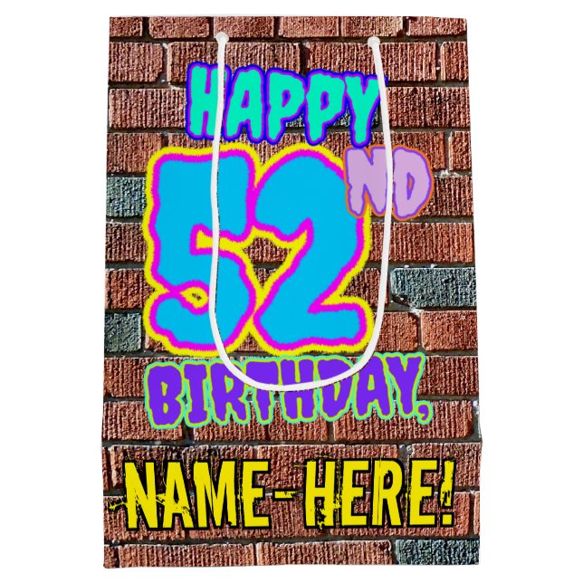Sac Cadeau Moyen 52e anniversaire : Amusant, Graffiti urbain inspir (Dos)