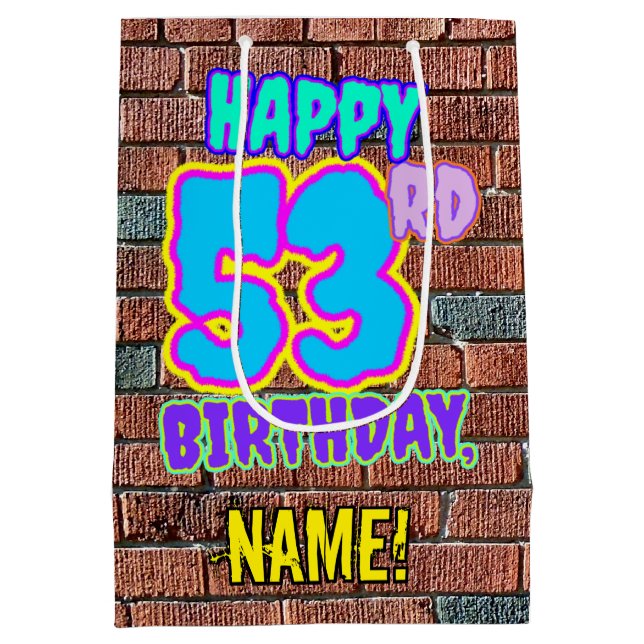 Sac Cadeau Moyen 53e anniversaire : Amusant, Graffiti urbain inspir (Dos)