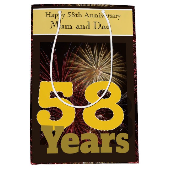 Sac Cadeau Moyen 58e anniversaire du Mariage (Devant)