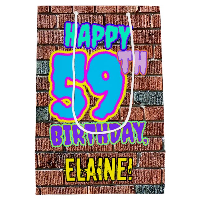 Sac Cadeau Moyen 59e anniversaire : Amusant, Graffiti urbain inspir (Dos)