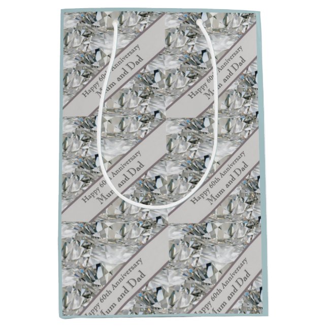 Sac Cadeau Moyen 60e anniversaire du diamant (Devant)