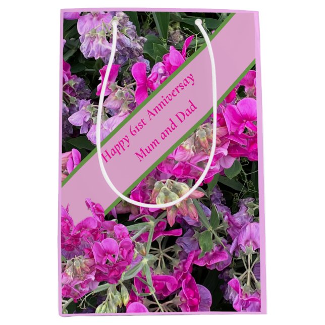 Sac Cadeau Moyen 61e anniversaire du Mariage (Devant)