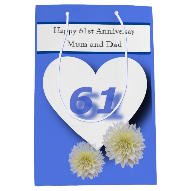 Sac Cadeau Moyen 61e anniversaire du Mariage (Devant)