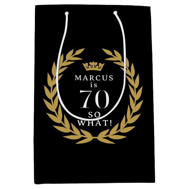 Sac Cadeau Moyen 70 Alors, quel drôle Laurel Wreath Crown 70e anniv (Devant)