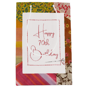 Sac Cadeau Moyen 70e anniversaire Motif de courtepointe avec aiguil