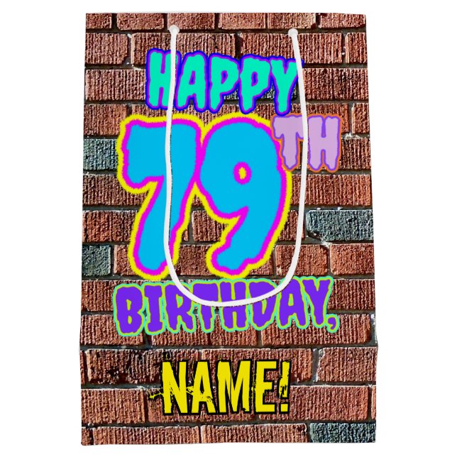 Sac Cadeau Moyen 79e anniversaire : Amusant, Graffiti urbain inspir (Dos)
