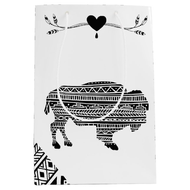 Sac Cadeau Moyen 7lx4.5wx10h Sac-cadeau moyen Boho Buffalo Tribal P (Devant)