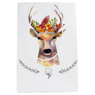 Sac Cadeau Moyen 7lx4.5wx10h Sac-cadeau moyen cerf-boho Buck Head B