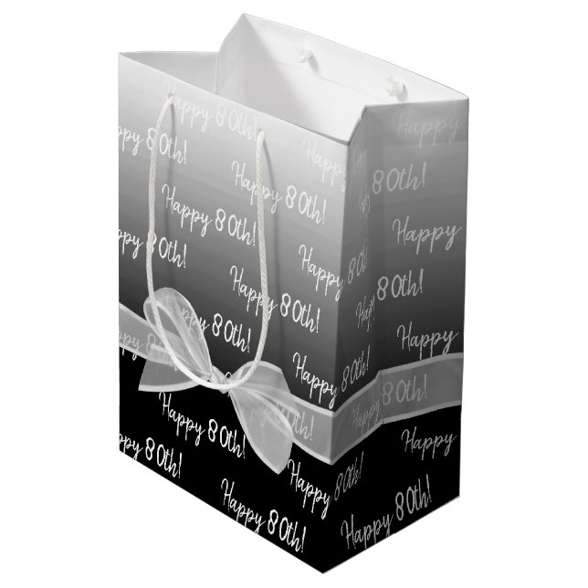 Sac Cadeau Moyen 80e anniversaire dégradant avec cou blanc (Dos Angle)