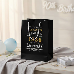 Sac Cadeau Moyen 90e anniversaire 1936 Ajouter un nom Légende Noir