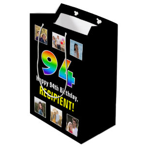 Sac Cadeau Moyen 94e anniversaire : Arc-en-ciel "94", photos person