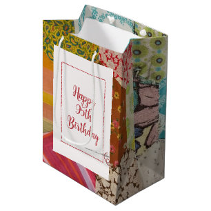 Sac Cadeau Moyen 95e anniversaire Motif de courtepointe avec aiguil