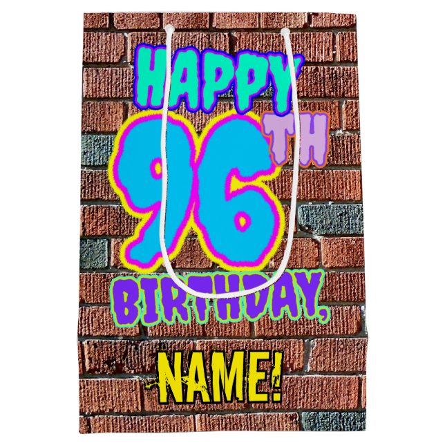 Sac Cadeau Moyen 96e anniversaire : Amusant, Graffiti urbain inspir (Dos)