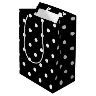 Sac Cadeau Moyen À petits pois noir et blanc classique