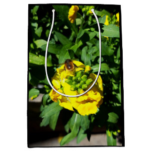 Sac Cadeau Moyen Abeille sur Fleurs Jaunes