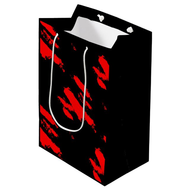 Sac Cadeau Moyen Abstrait noir et rouge (Devant Angle)