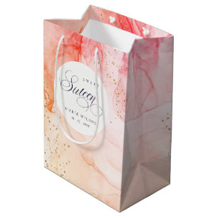 Sac Cadeau Moyen Abstrait Pastel Rose Orange Sweet 16 Anniversaire